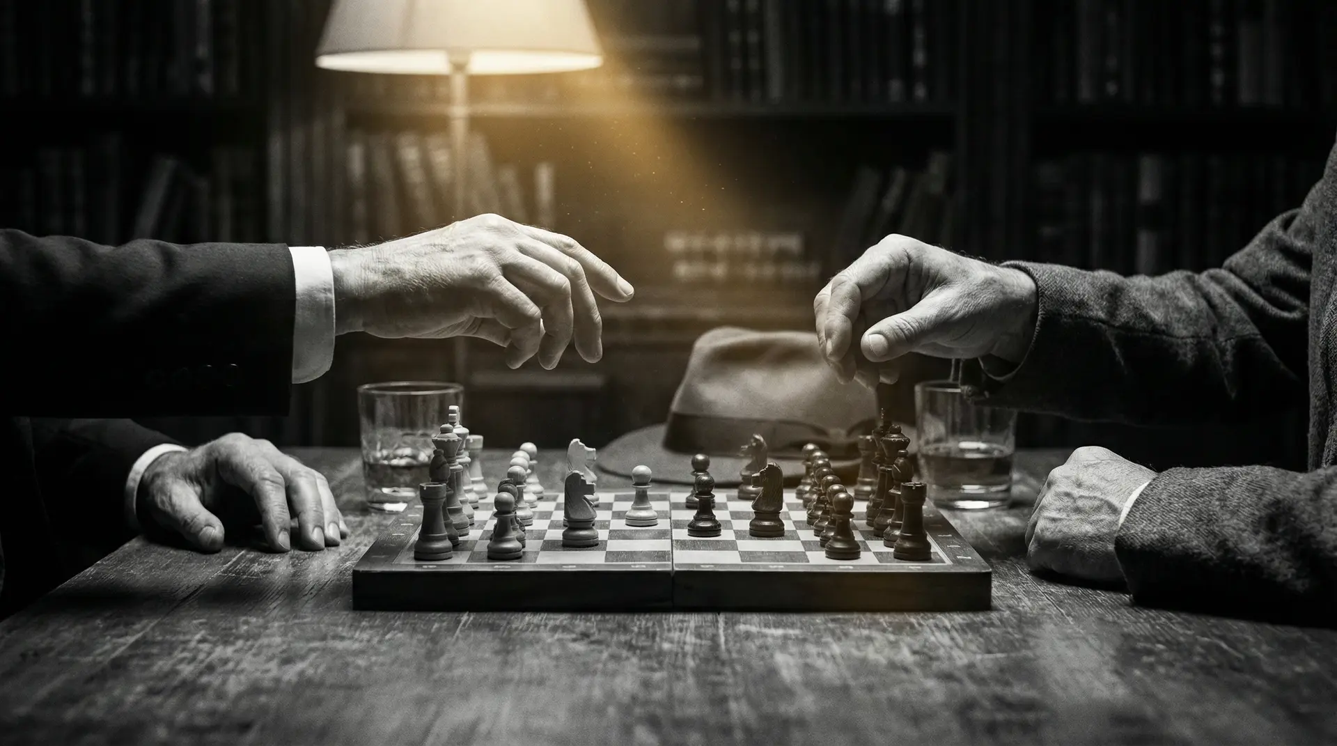 s m 艺术探索系列 - 非线性叙事，棋盘上的对弈象征命运的交错
